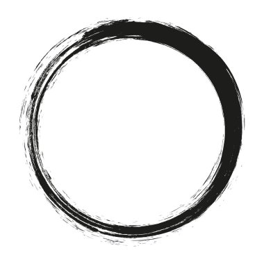 Beyaz arka plan üzerinde boya fırça darbeleri daireler vektör. Mürekkep el boya fırça daire çizilmiş. Logo, etiket tasarım öğesi vektör çizim. Siyah soyut daire.