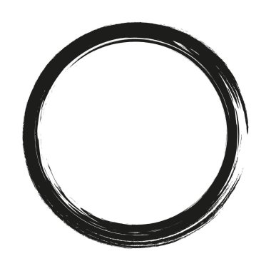 Beyaz arka plan üzerinde boya fırça darbeleri daireler vektör. Mürekkep el boya fırça daire çizilmiş. Logo, etiket tasarım öğesi vektör çizim. Siyah soyut daire.