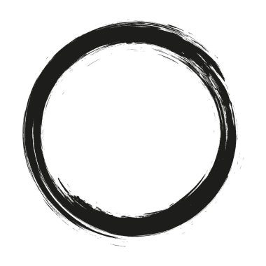 Beyaz arka plan üzerinde boya fırça darbeleri daireler vektör. Mürekkep el boya fırça daire çizilmiş. Logo, etiket tasarım öğesi vektör çizim. Siyah soyut daire.