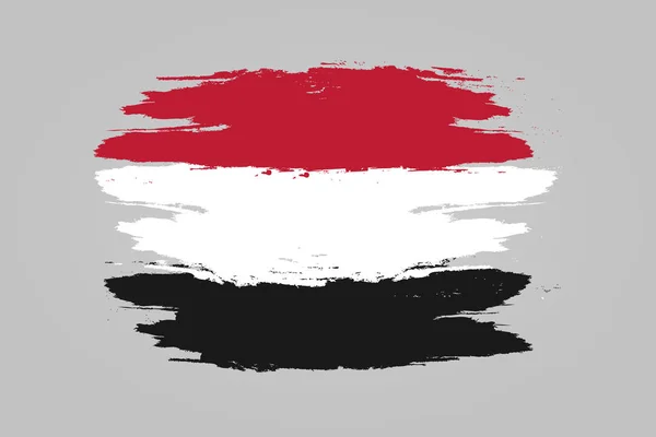 Йеменский Флаг Кисть Нарисовала Йеменский Флаг Ручной Рисунок Стиля Эффектом — стоковый вектор