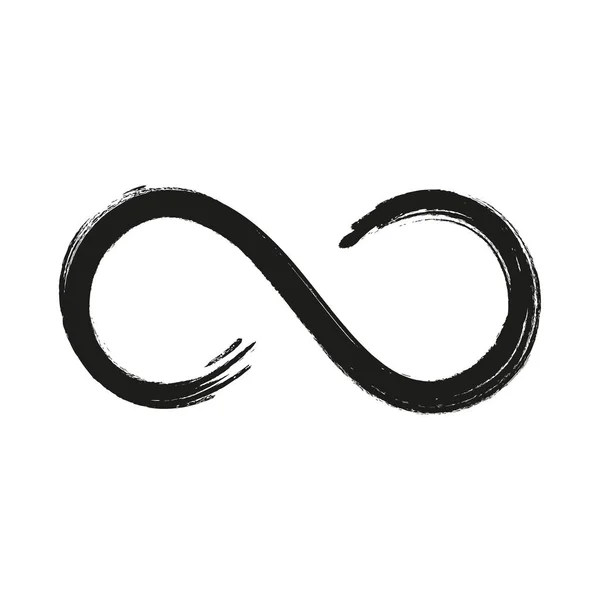 Grunge Symbole Infini Peint Main Avec Peinture Noire Coup Pinceau — Image vectorielle