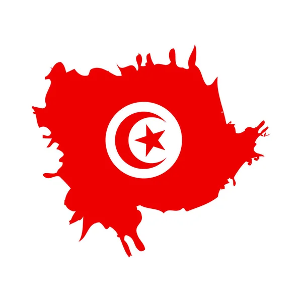 Tunisfahne. Pinsel bemalte Thunisia Flagge handgezeichnete Stil Illustration mit einem Grunge-Effekt und Aquarell. Tunisiafahne mit Grunge-Textur. Vektorillustration. — Stockvektor