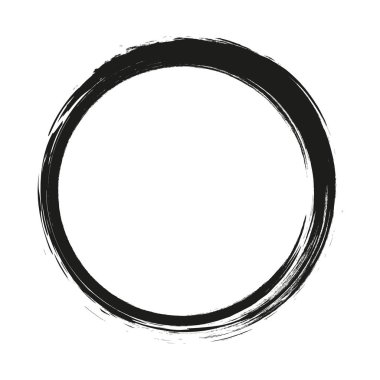 Beyaz arka plan üzerinde boya fırça darbeleri daireler vektör. Mürekkep el boya fırça daire çizilmiş. Logo, etiket tasarım öğesi vektör çizim. Siyah soyut grunge daire. Çerçeve