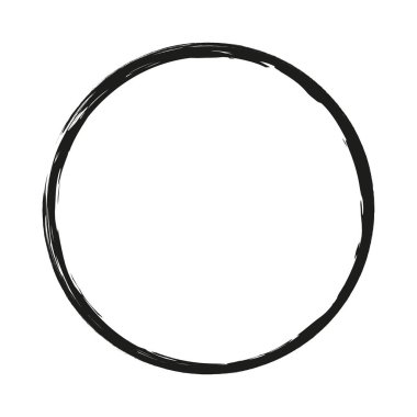 Beyaz arka plan üzerinde boya fırça darbeleri daireler vektör. Mürekkep el boya fırça daire çizilmiş. Logo, etiket tasarım öğesi vektör çizim. Siyah soyut grunge daire. Çerçeve