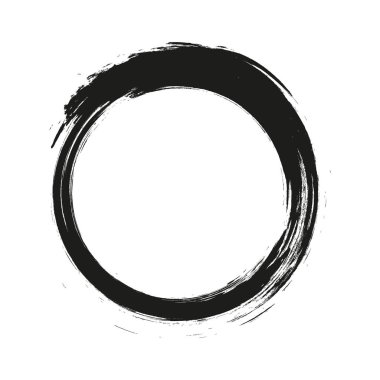 Beyaz arka plan üzerinde boya fırça darbeleri daireler vektör. Mürekkep el boya fırça daire çizilmiş. Logo, etiket tasarım öğesi vektör çizim. Siyah soyut grunge daire. Çerçeve