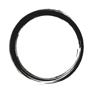 Beyaz arka plan üzerinde boya fırça darbeleri daireler vektör. Mürekkep el boya fırça daire çizilmiş. Logo, etiket tasarım öğesi vektör çizim. Siyah soyut grunge daire. Çerçeve