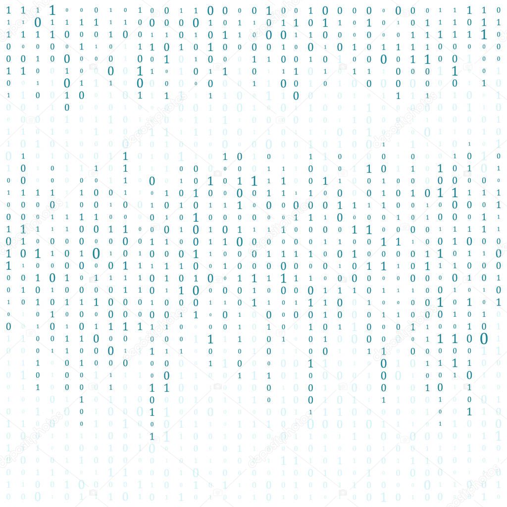 Binary Code Background Vector. Black And White Background With Digits On Screen. Vector Background Illustration.