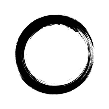Beyaz arka plan üzerinde boya fırça darbeleri daireler vektör. Mürekkep el boya fırça daire çizilmiş. Logo, etiket tasarım öğesi vektör çizim. Siyah soyut grunge daire. Çerçeve