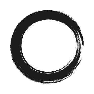 Beyaz arka plan üzerinde boya fırça darbeleri daireler vektör. Mürekkep el boya fırça daire çizilmiş. Logo, etiket tasarım öğesi vektör çizim. Siyah soyut grunge daire. Çerçeve