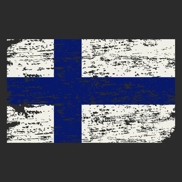 Bendera Finlandia. Brush dicat Bendera Finlandia. Ilustrasi gaya gambar tangan dengan efek grunge dan cat air. Bendera Finlandia dengan tekstur grunge. Ilustrasi vektor - Stok Vektor