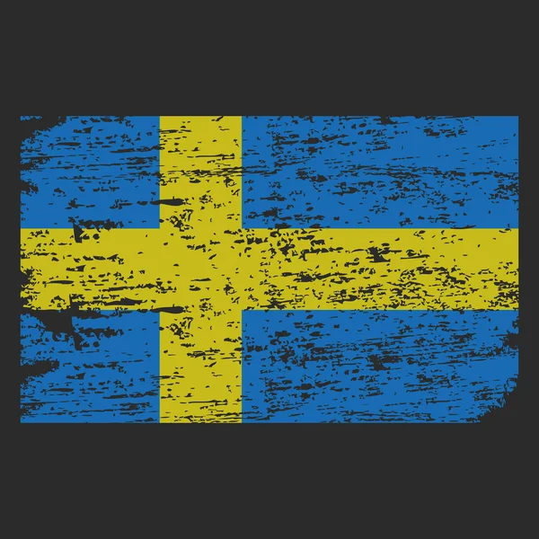 Sveriges flagga. Borstmålade Sveriges flagga. Handritad stil illustration med en grunge effekt och akvarell. Sveriges flagga med grunge textur. Vektorillustration. — Stock vektor