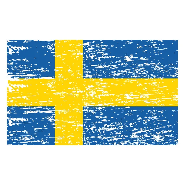 Bendera Swedia. Brush dicat Bendera Swedia. Ilustrasi gaya gambar tangan dengan efek grunge dan cat air. Bendera Swedia dengan tekstur grunge. Ilustrasi vektor . - Stok Vektor