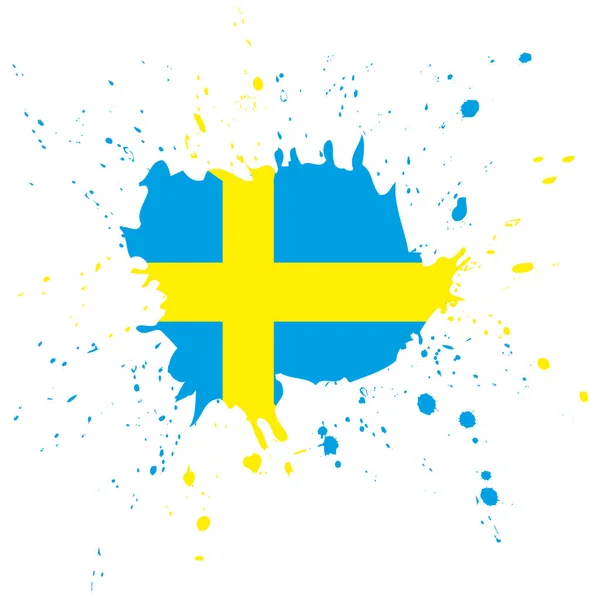 スウェーデンの国旗。ブラシはスウェーデンの旗を描いた。グランジ効果と水彩で手描きスタイルのイラスト。スウェーデンの国旗とグランジの質感。ベクターイラスト. — ストックベクタ