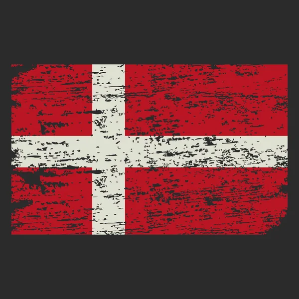 Dánia lobogója. Brush festett Dánia zászló. Kézzel rajzolt stílus illusztráció grunge hatás és akvarell. Dánia zászló grunge textúrával. Vektorillusztráció. — Stock Vector