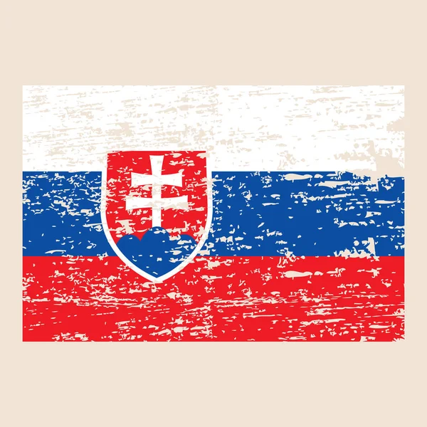 Slovakiska flaggan. Borste målade Slovakien flagga. Handritad stil illustration med en grunge effekt och akvarell. Slovakien flagga med grunge konsistens. Vektorillustration. — Stock vektor