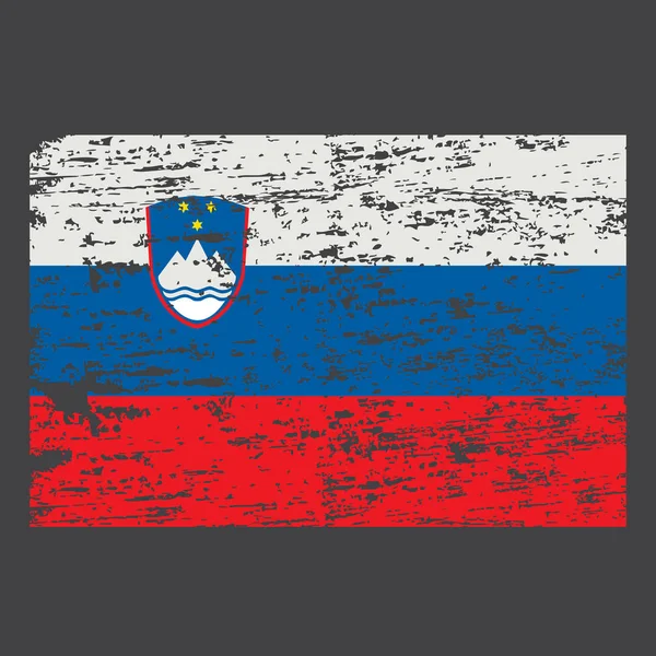 Sloveense vlag. Penseel schilderde Slovenië vlag. Handgetekende stijl illustratie met een grunge effect en aquarel. Slovenië vlag met grunge textuur. Vectorillustratie. — Stockvector