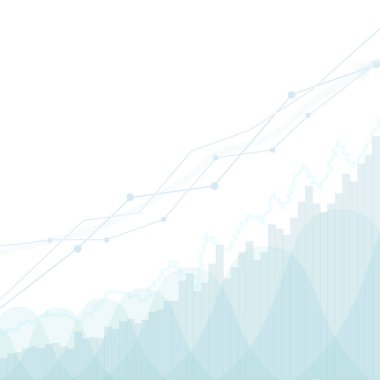 Mavi arka planda borsada yükselen çizgi grafiği olan soyut mali tablo. İş çizelgesi. Borsa yatırım ticaretinin grafikleri. Grafik vektör tasarımı eğilimi.