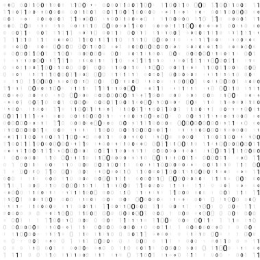 Arka plan basamaklı üstünde perde. ikili kod sıfır bir matris beyaz arka plan. afiş, desen, duvar kağıdı. Soyut matris arka plan. İkili bilgisayar kodu. Kodlama. Hacker kavramı. Vektör arka plan