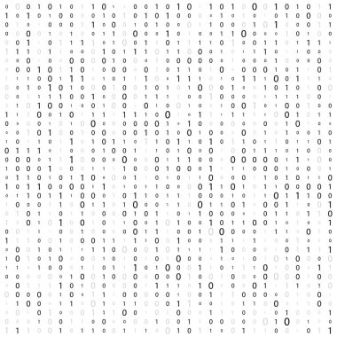 Arka plan basamaklı üstünde perde. ikili kod sıfır bir matris beyaz arka plan. afiş, desen, duvar kağıdı. Soyut matris arka plan. İkili bilgisayar kodu. Kodlama. Hacker kavramı. Vektör arka plan