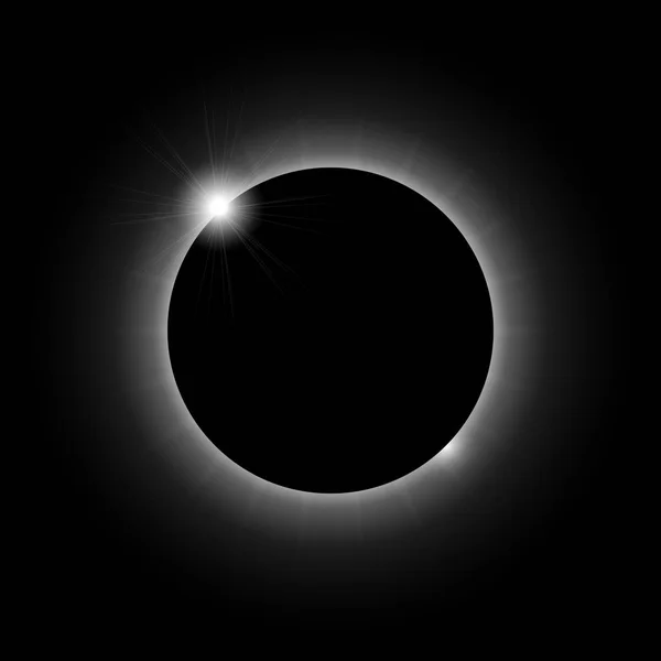 Eclipse total del sol, fondo del eclipse, ilustración del vector — Archivo Imágenes Vectoriales