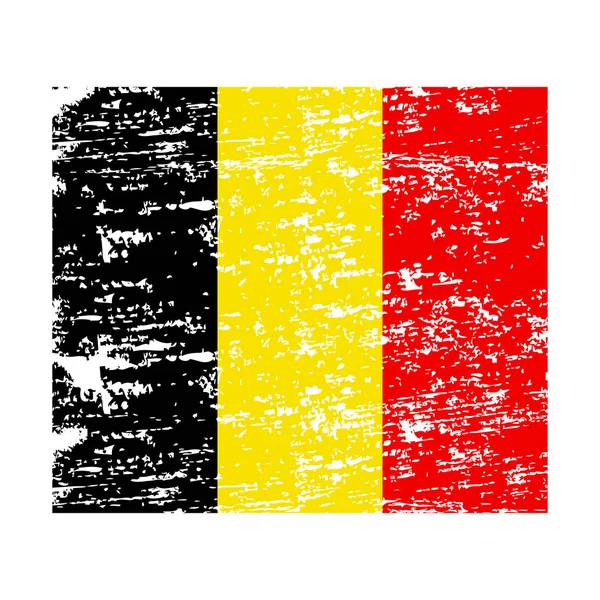 Belgium zászlója. Brush festett Belgium zászlót. Kézzel rajzolt stílus illusztráció grunge hatás és akvarell. Belgium zászló grunge textúrával. Vektorillusztráció. — Stock Vector