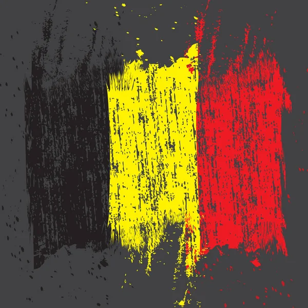 Belgium zászlója. Brush festett Belgium zászlót. Kézzel rajzolt stílus illusztráció grunge hatás és akvarell. Belgium zászló grunge textúrával. Vektorillusztráció. — Stock Vector