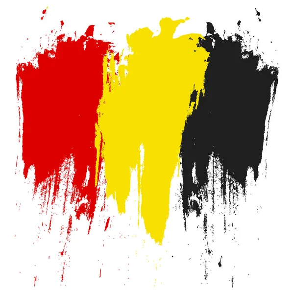 Belgium zászlója. Brush festett Belgium zászlót. Kézzel rajzolt stílus illusztráció grunge hatás és akvarell. Belgium zászló grunge textúrával. Vektorillusztráció. — Stock Vector