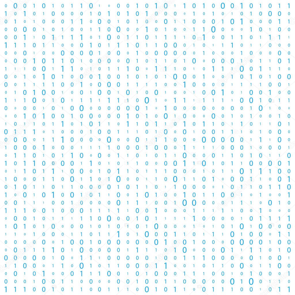 Background With Digits On Screen. binary code zero one matrix white background. banner, pattern, wallpaper. Abstract Matrix Background. Binary Computer Code. Coding. Hacker concept. Vector Background