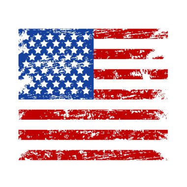 Grunge Usa bayrağı. Amerikan bayrağı, grunge desenli. Usa 'nın vektör bayrağı.