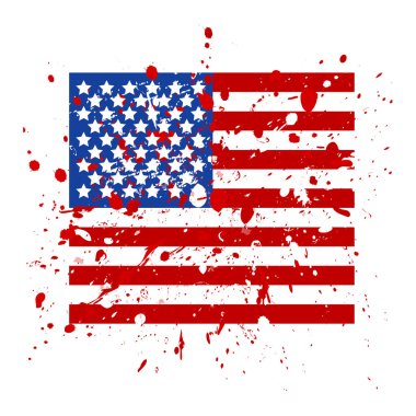 Grunge Usa bayrağı. Amerikan bayrağı, grunge desenli. Usa 'nın vektör bayrağı.