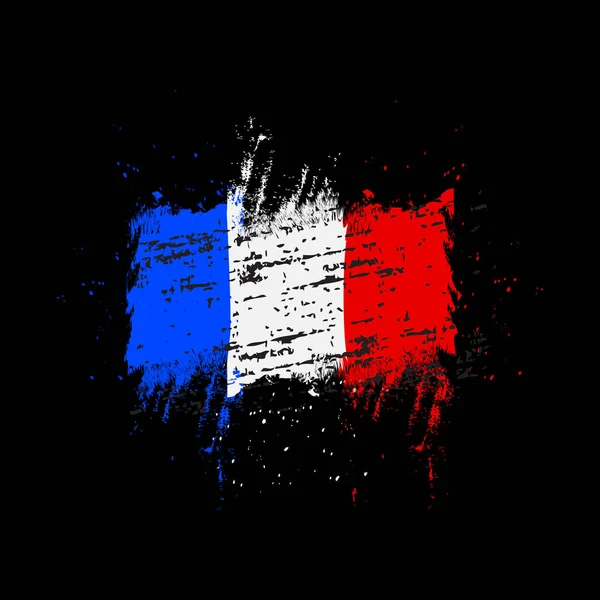 Grunge vlajka Francie, tahy štětcem pozadí grunge texturu.Vector. — Stockový vektor