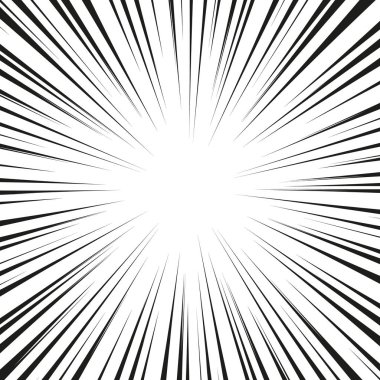 Hız çizgileri ile grafiksel patlama. Çizgi roman tasarım elementi. Vektör İllüstrasyonu