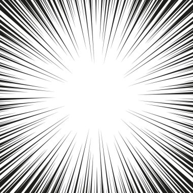 Hız çizgileri ile grafiksel patlama. Çizgi roman tasarım elementi. Vektör İllüstrasyonu