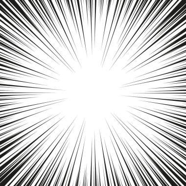 Hız çizgileri ile grafiksel patlama. Çizgi roman tasarım elementi. Vektör İllüstrasyonu