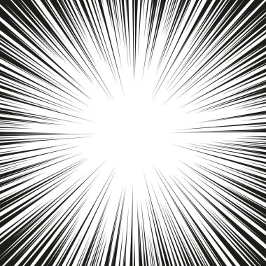 Hız çizgileri ile grafiksel patlama. Çizgi roman tasarım elementi. Vektör İllüstrasyonu