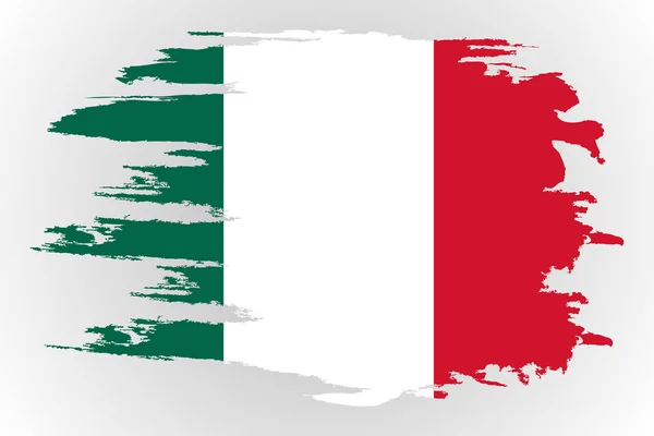Mexikanische Flagge. Pinsel bemalte mexikanische Flagge handgezeichnete Stil Illustration mit einem Grunge-Effekt und Aquarell. Mexikanische Flagge mit Grunge-Textur. Vektorillustration. — Stockvektor