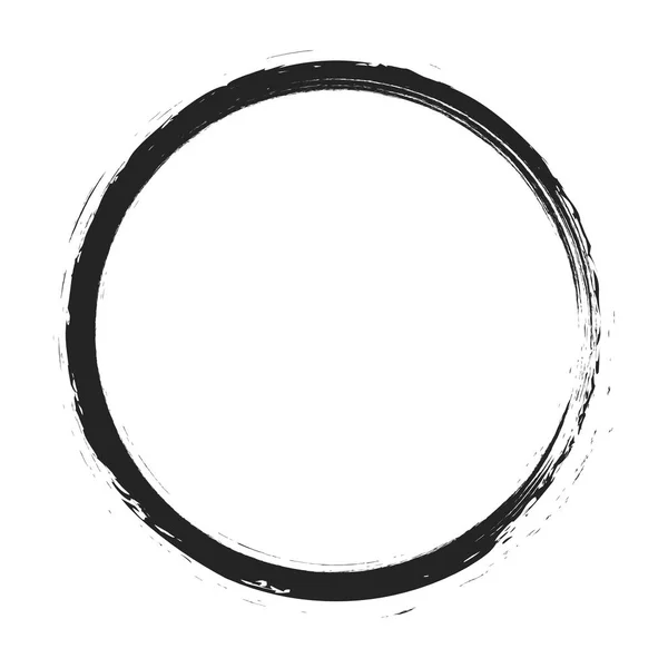 Pennellate vettoriali cerchi di vernice su sfondo bianco. Inchiostro disegnato a mano cerchio pennello. Logo, illustrazione vettoriale dell'elemento di design dell'etichetta. Cerchio astratto nero. Telaio. — Vettoriale Stock