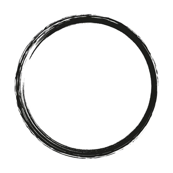 Διανυσματικές πινελιές από χρώματα σε λευκό φόντο. Ζωγραφισμένος ζωγραφισμένος στο χέρι κύκλος πινέλου. Λογότυπο, ετικέτα σχεδιαστικό στοιχείο διανυσματική απεικόνιση. Μαύρος αφηρημένος κύκλος. Πλαίσιο. — Διανυσματικό Αρχείο