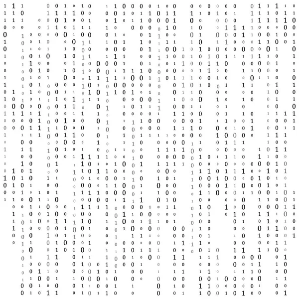 이진 코드 0 1 행렬 흰색 배경. 현수막, 패턴, 벽지. 벡터 일러스트. — 스톡 벡터