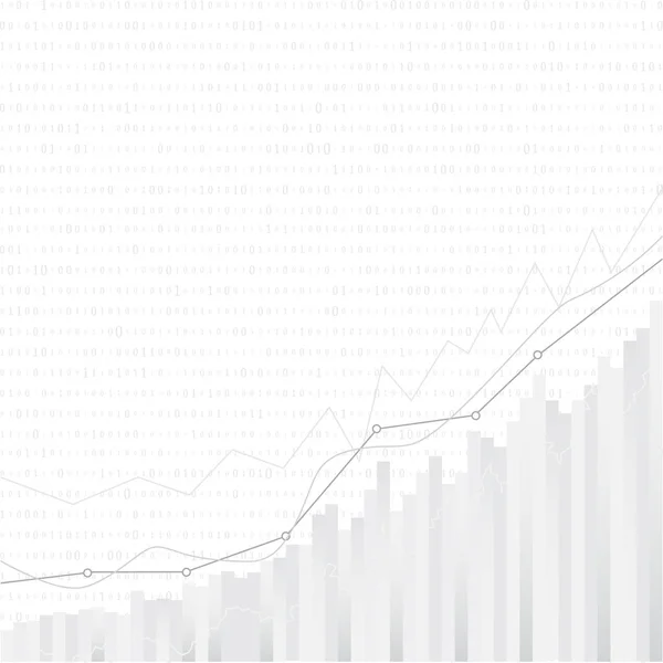 Gri arkaplan vektör tasarımı üzerine borsada yükselme çizgisi grafiği olan soyut finansal tablo — Stok Vektör
