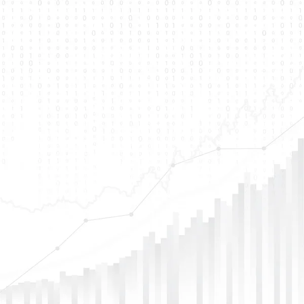 Gráfico financiero abstracto con gráfico de línea de tendencia alcista en el mercado de valores en el diseño de vectores de fondo gris — Vector de stock
