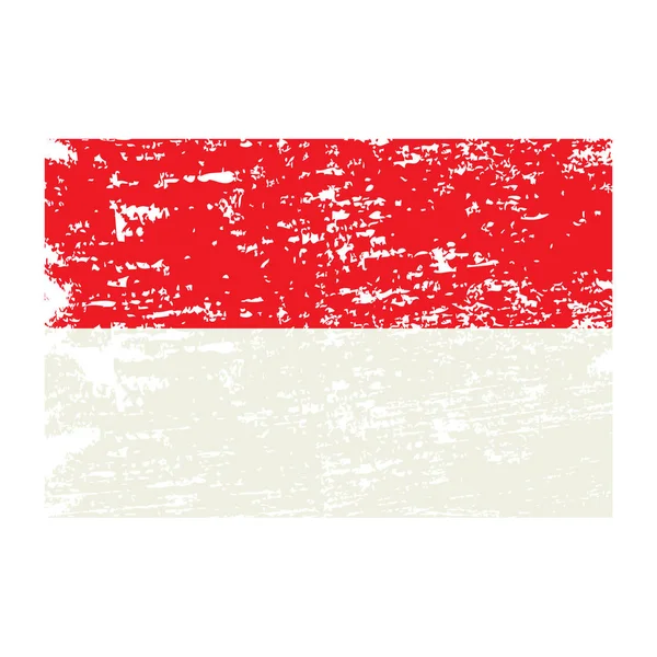 Pincel pintado bandeira Indonésia. ilustração estilo desenhado à mão com um efeito grunge e aquarela. Bandeira da Indonésia com textura grunge. Ilustração vetorial . — Vetor de Stock