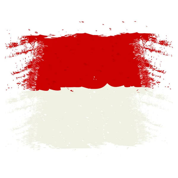 Bendera Indonesia bergambar kuas. Ilustrasi gaya gambar tangan dengan efek grunge dan cat air. Indonesia ditandai dengan tekstur grunge. Ilustrasi vektor . - Stok Vektor