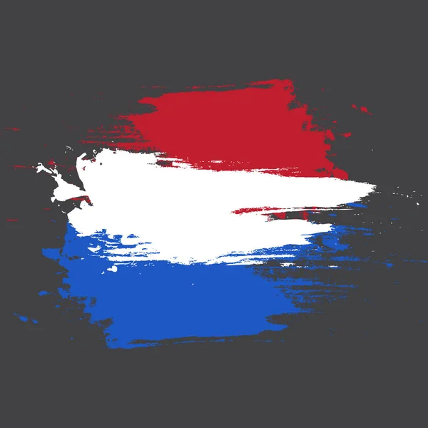 Pinsel bemalte Flagge der Niederlande. handgezeichnete Stildarstellung mit Grunge-Effekt. — Stockvektor