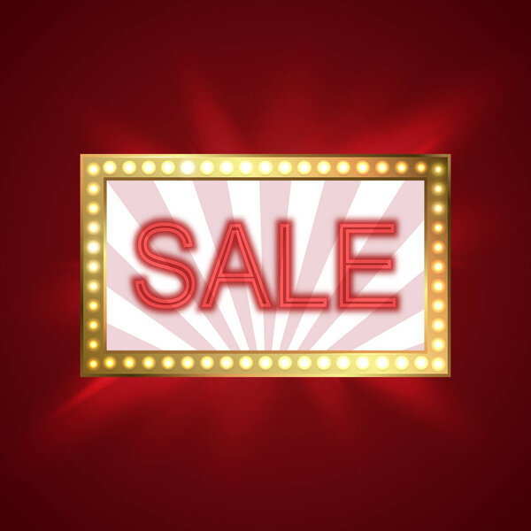 Retro light frame. Big sale. Sale and discount, business banner. Vector illustration