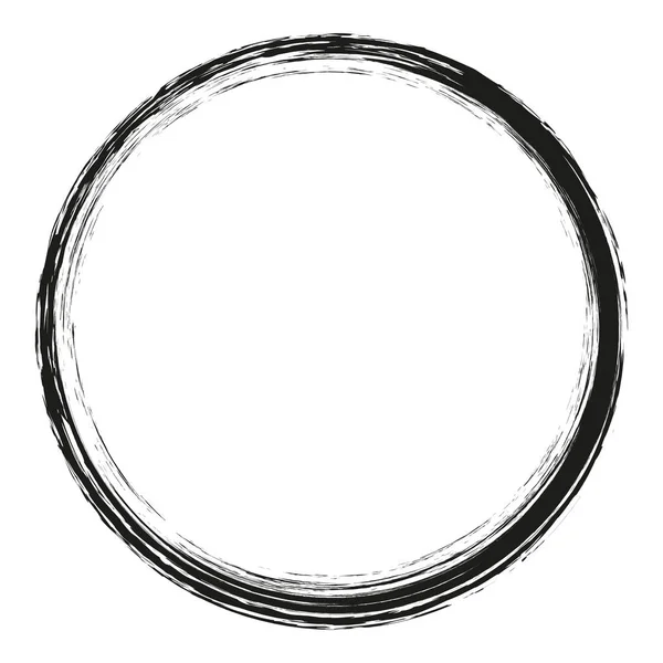 Vektorové tahy štětcem kruhy barvy na bílém pozadí. Ručně kreslený kruh štětce. Logo, vektorová ilustrace prvku návrhu štítku. Černý abstraktní kruh. Rámec. — Stockový vektor