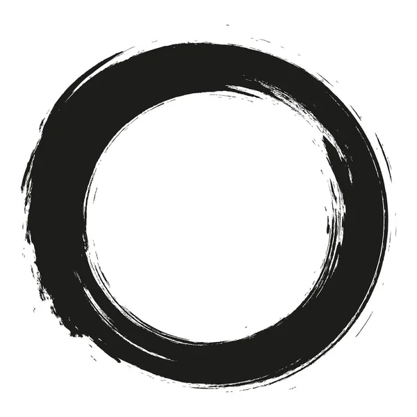 Coups de pinceau vectoriel cercles de peinture sur fond blanc. Encre dessinée à la main cercle pinceau. Logo, illustration vectorielle d'élément de conception d'étiquette. Cercle abstrait noir. Cadre. — Image vectorielle