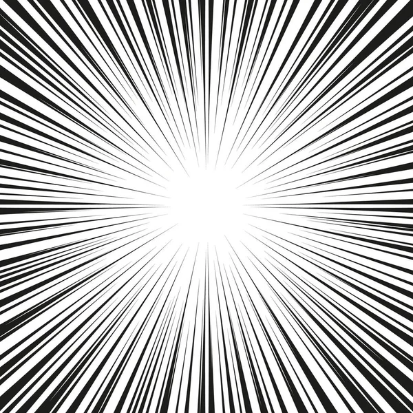 Hız hatları ile grafik patlama. Çizgi roman tasarım elemanı. Güneş ışınları ile Retro çizgi roman tarzı arka plan. Vektör Illustration.