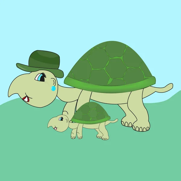 Tartaruga animada em um fundo branco. Inspirado glamouroso desenho animado tartaruga brinquedo. Ilustração vetorial . — Vetor de Stock