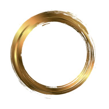 Çember çerçeve fırça darbeleriyle boyanmış. Soyut vektör tasarım ögesi. Altın kavram.